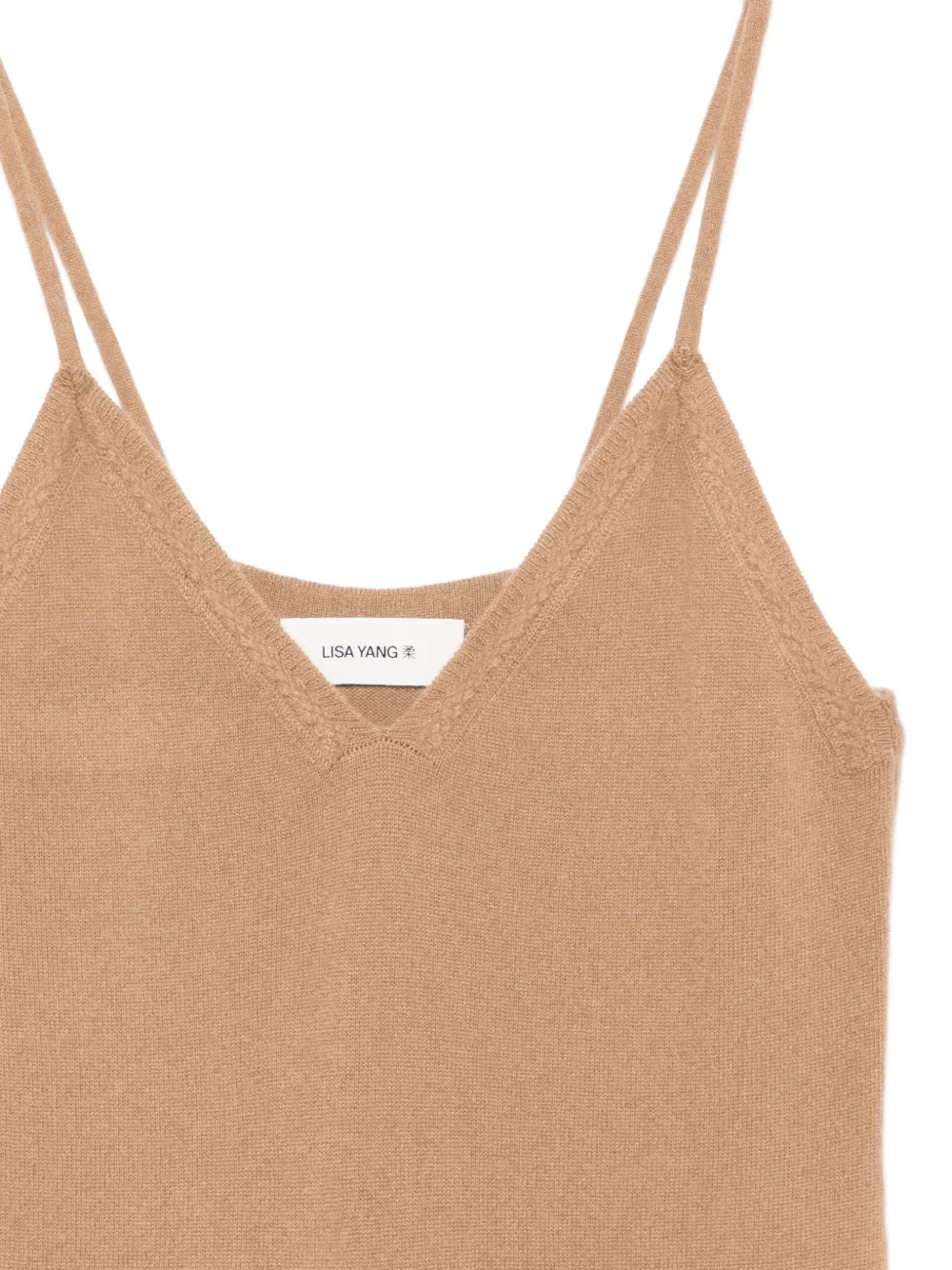 Lisa Yang Marlie midi-jurk met V-hals Beige