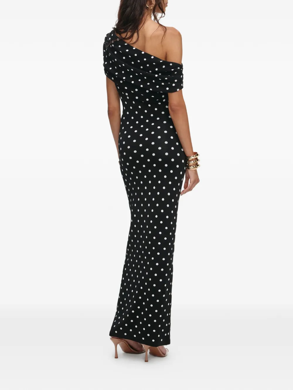 Self-portrait Polka-dot Maxi Dress In Black
