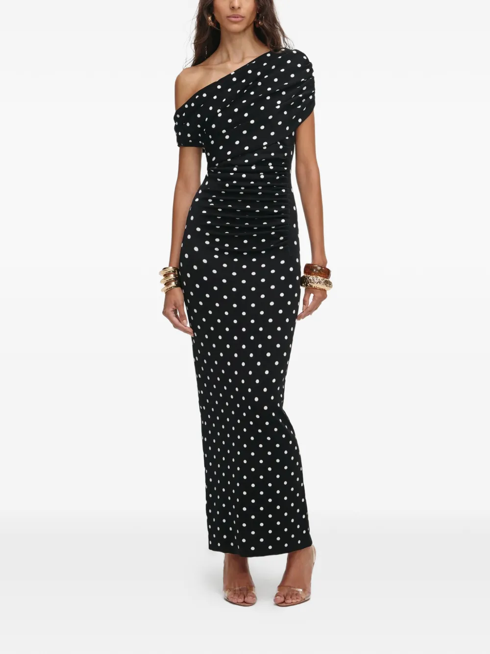 Self-Portrait polka-dot maxi dress - Zwart