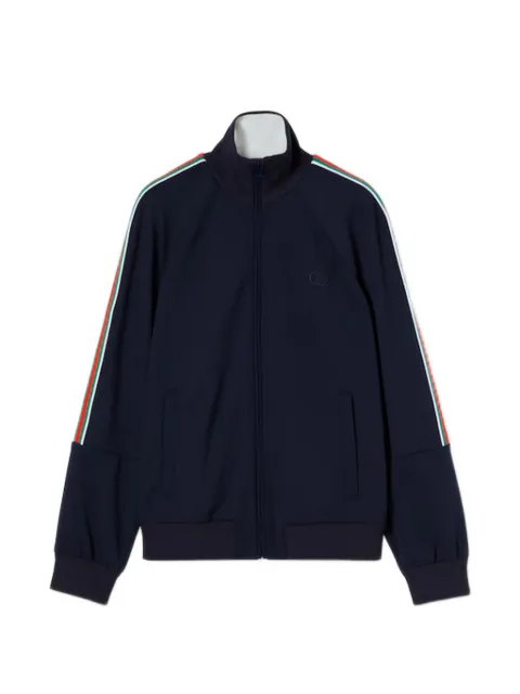 Gucci Web-stripe embroidered-logo zip-up sweater