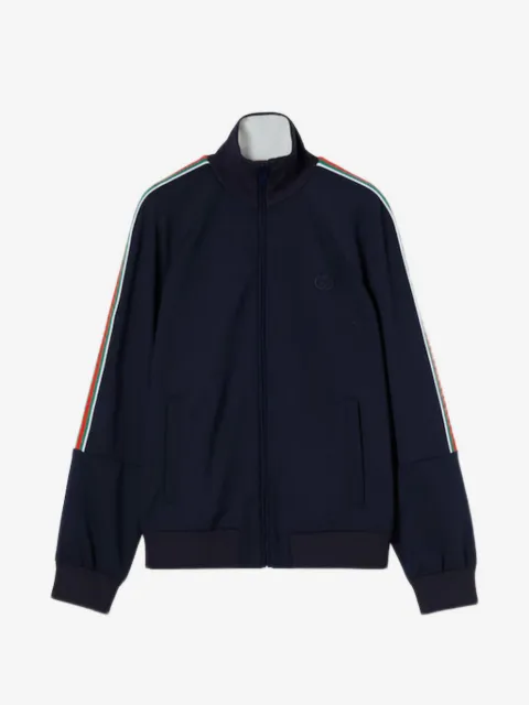 Gucci Web-stripe embroidered-logo zip-up sweater
