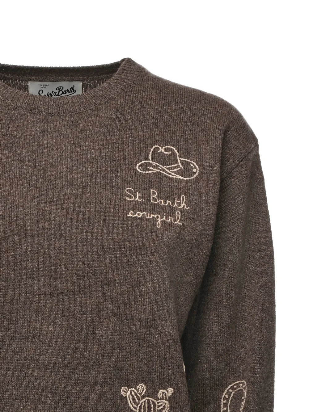 Mc2 Saint Barth Embroidered Sweater In Brown