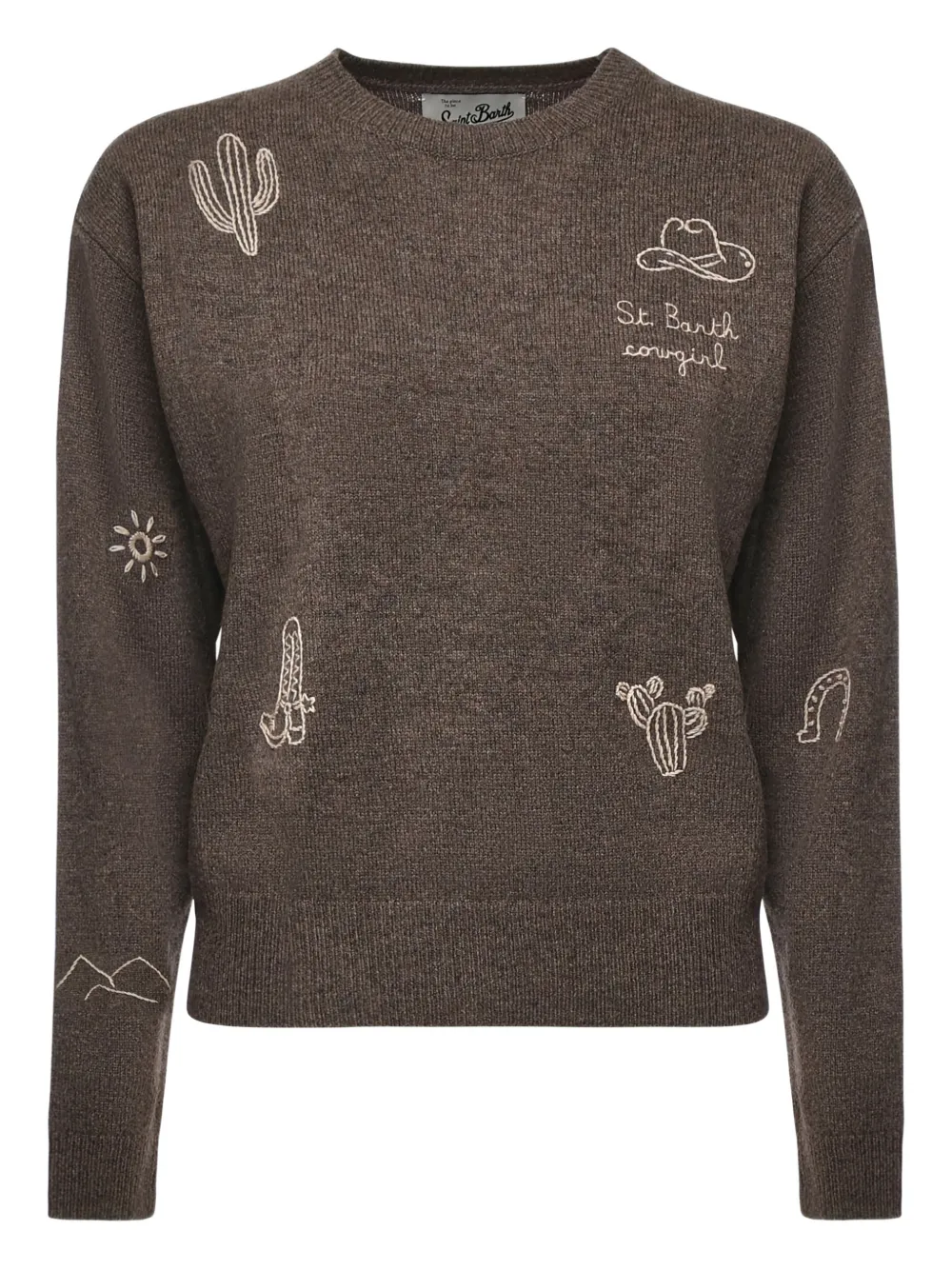 Mc2 Saint Barth Embroidered Sweater In Brown