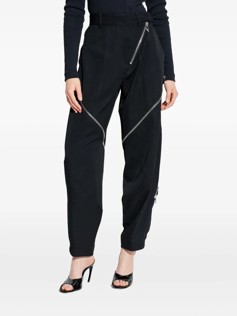 The Attico Broek met ritsdetail Zwart