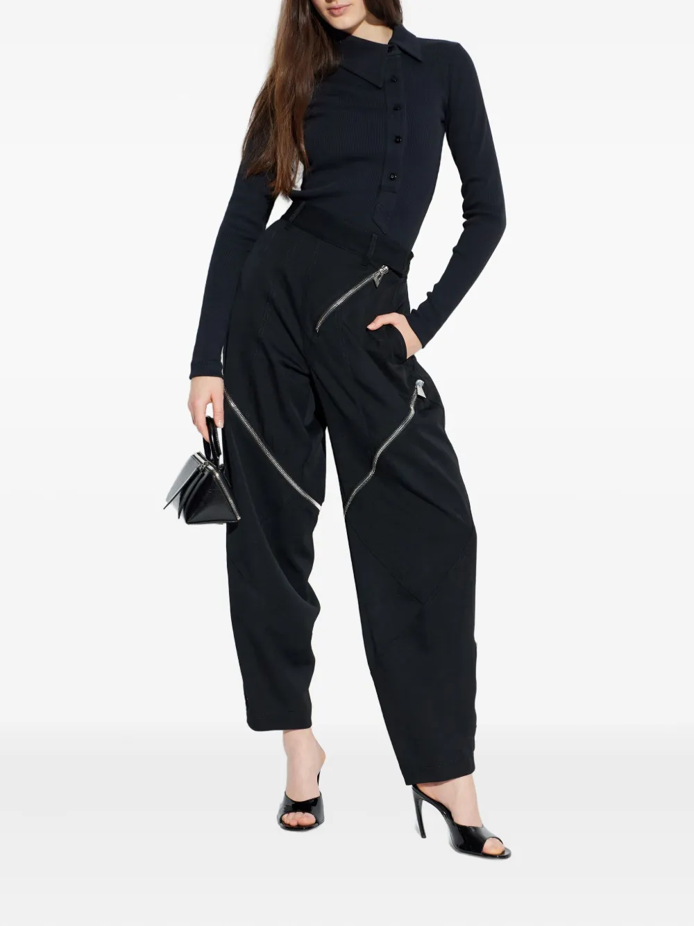 The Attico zip-detail trousers - Zwart