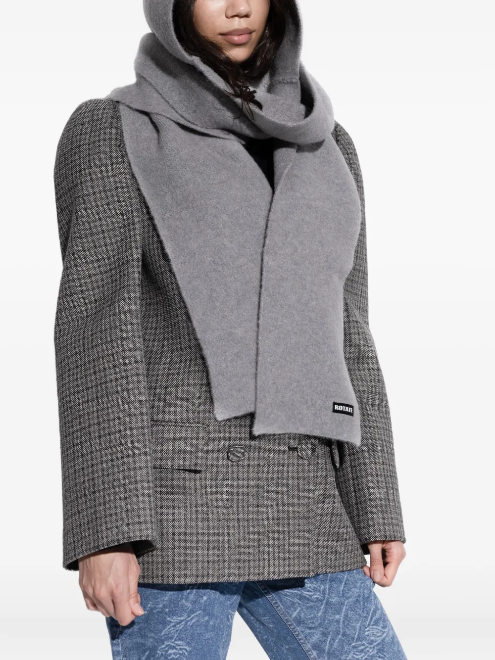 Rotate Birger Christensen Logo-patch Scarf In Gray