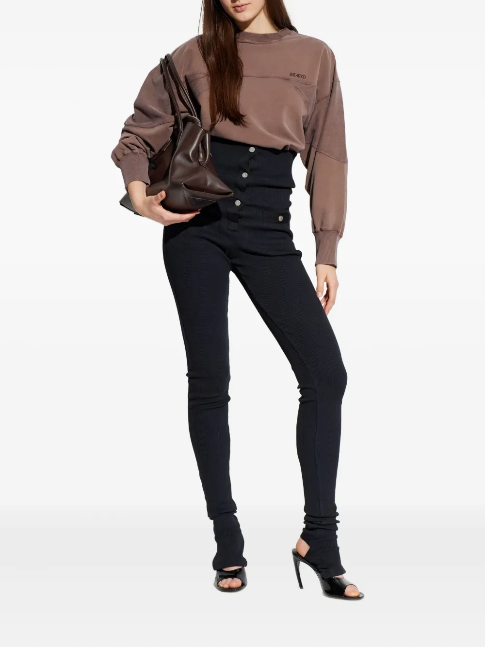 Attico Panelled Sweatshirt In Brown