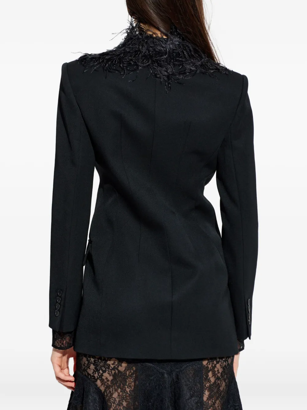 The Attico Blazer met veren afwerking Zwart