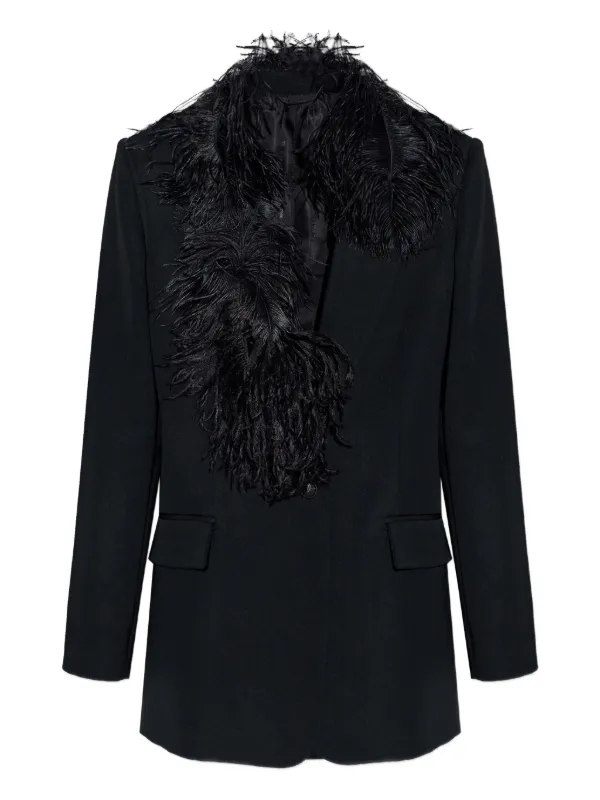 The Attico Feather Trim Blazer in Black