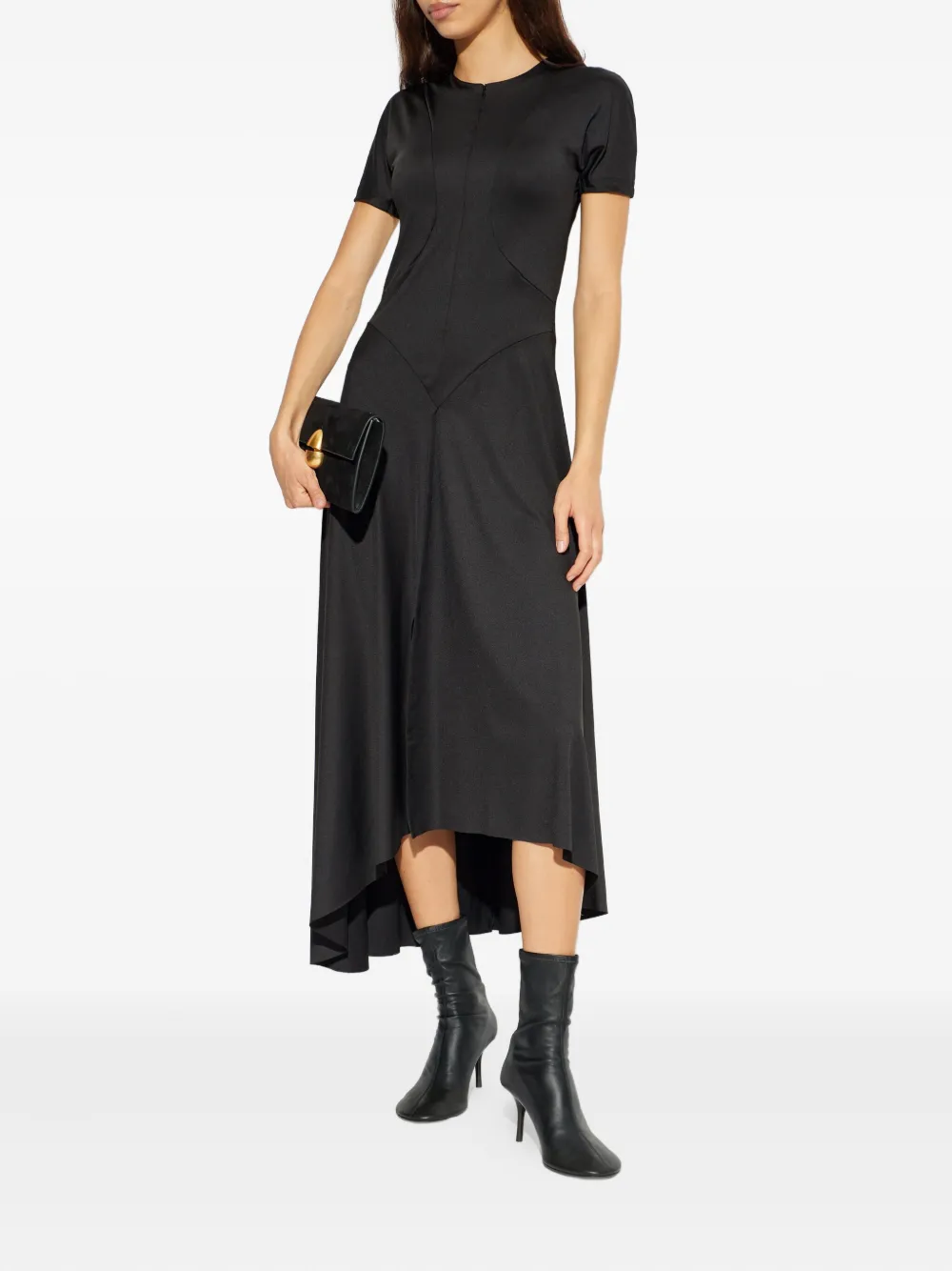 Victoria Beckham asymmetric-hem midi dress - Zwart