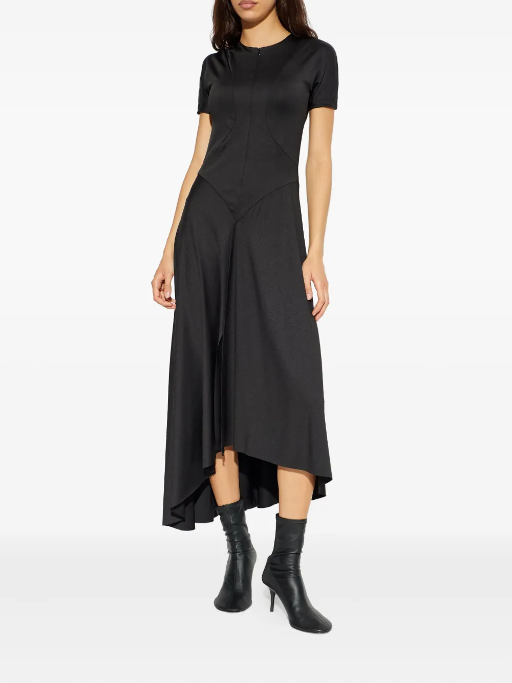Victoria Beckham Asymmetric-hem Midi Dress In Black
