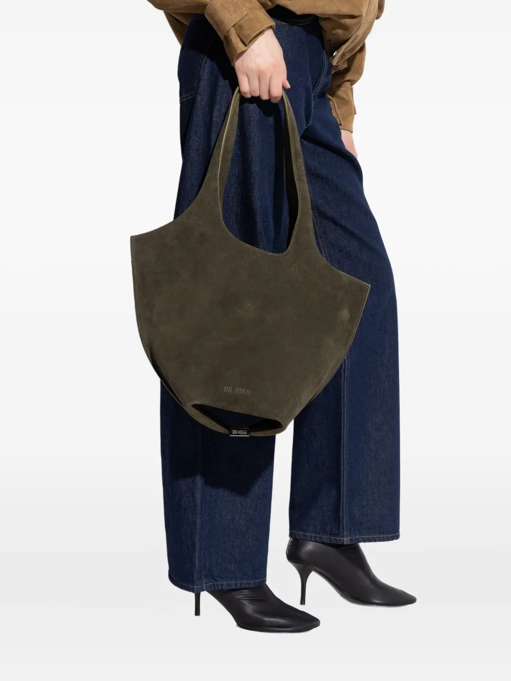 The Attico medium La Scoop suede top-handle tote bag - Groen