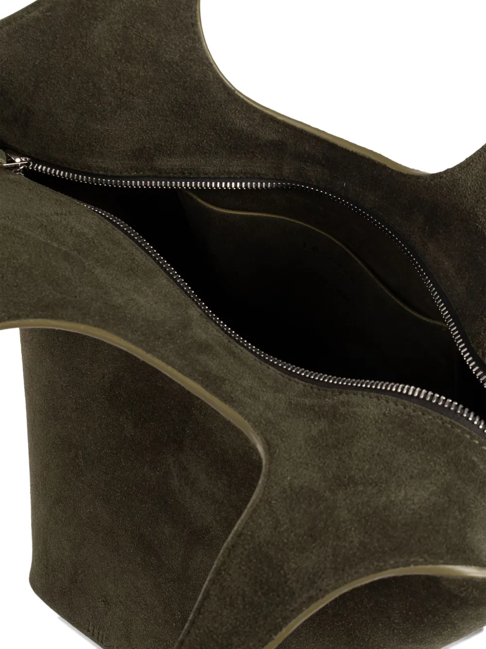 Attico Medium La Scoop Suede Top-handle Tote Bag In Green