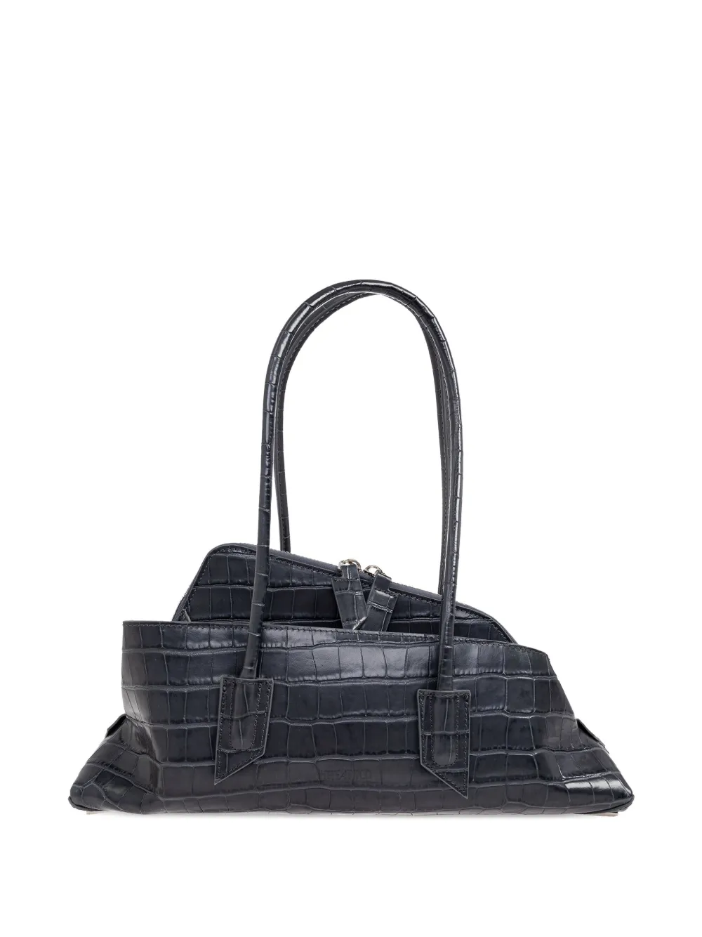 The Attico small La Passeggiata croc-embossed zip tote bag - Grijs