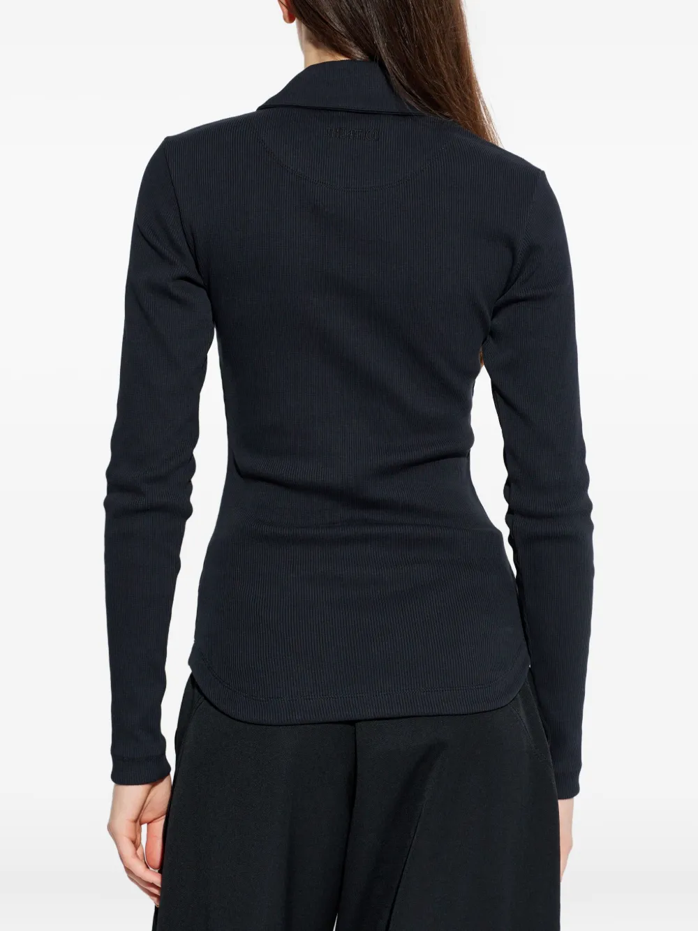 Attico Ribbed-knit Cotton Jersey Top In Black