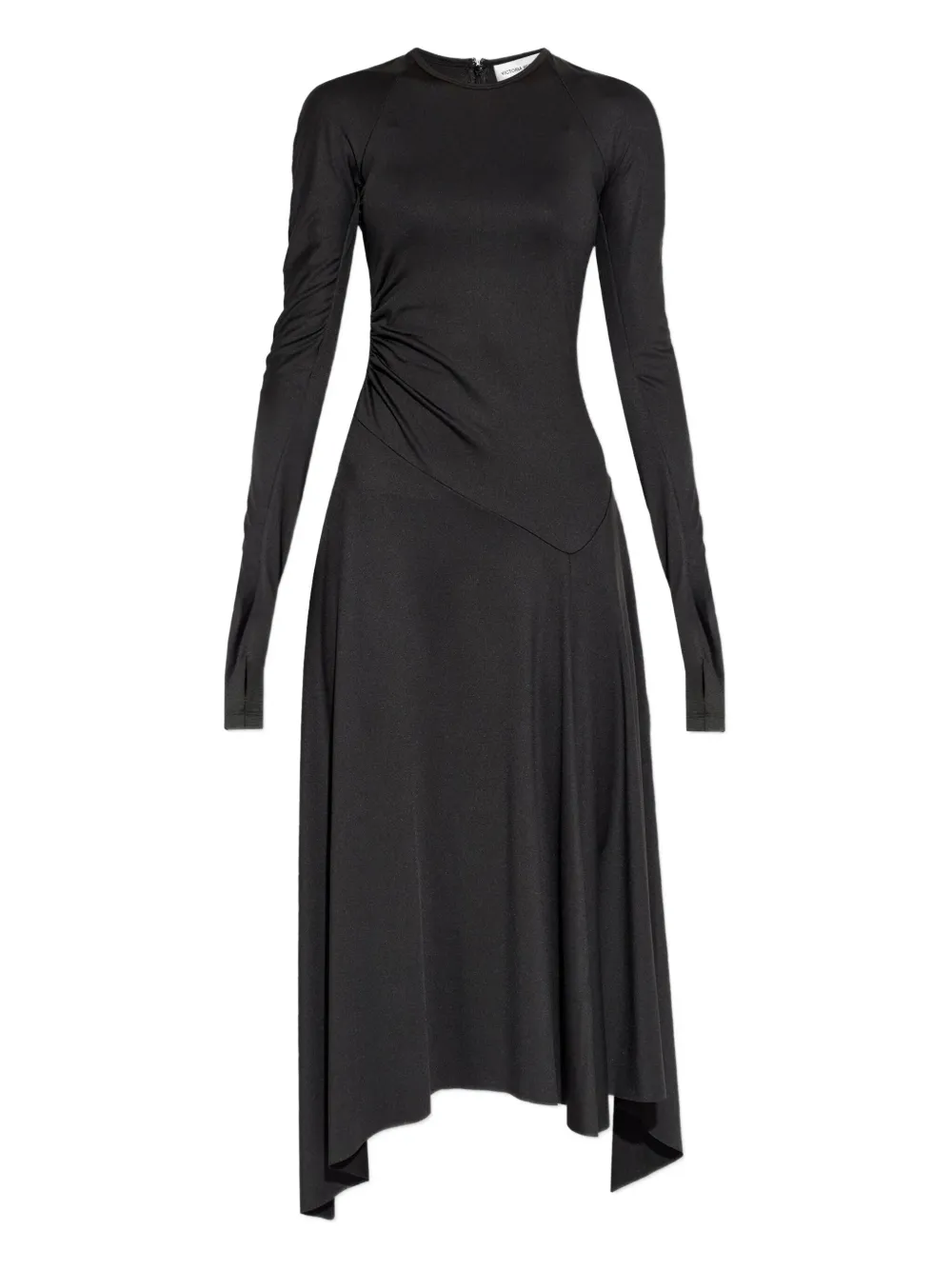 Victoria Beckham asymmetric-hem long-sleeved midi dress - ブラック Victoria Beckham asymmetric-hem long-sleeved midi dress - ブラック