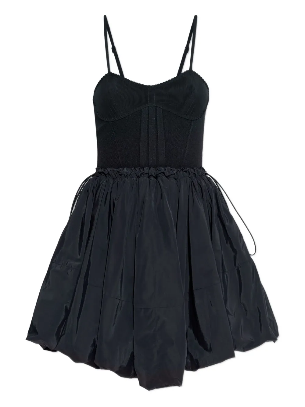 The Attico balloon-hem mini dress - ブラック The Attico balloon-hem mini dress - ブラック