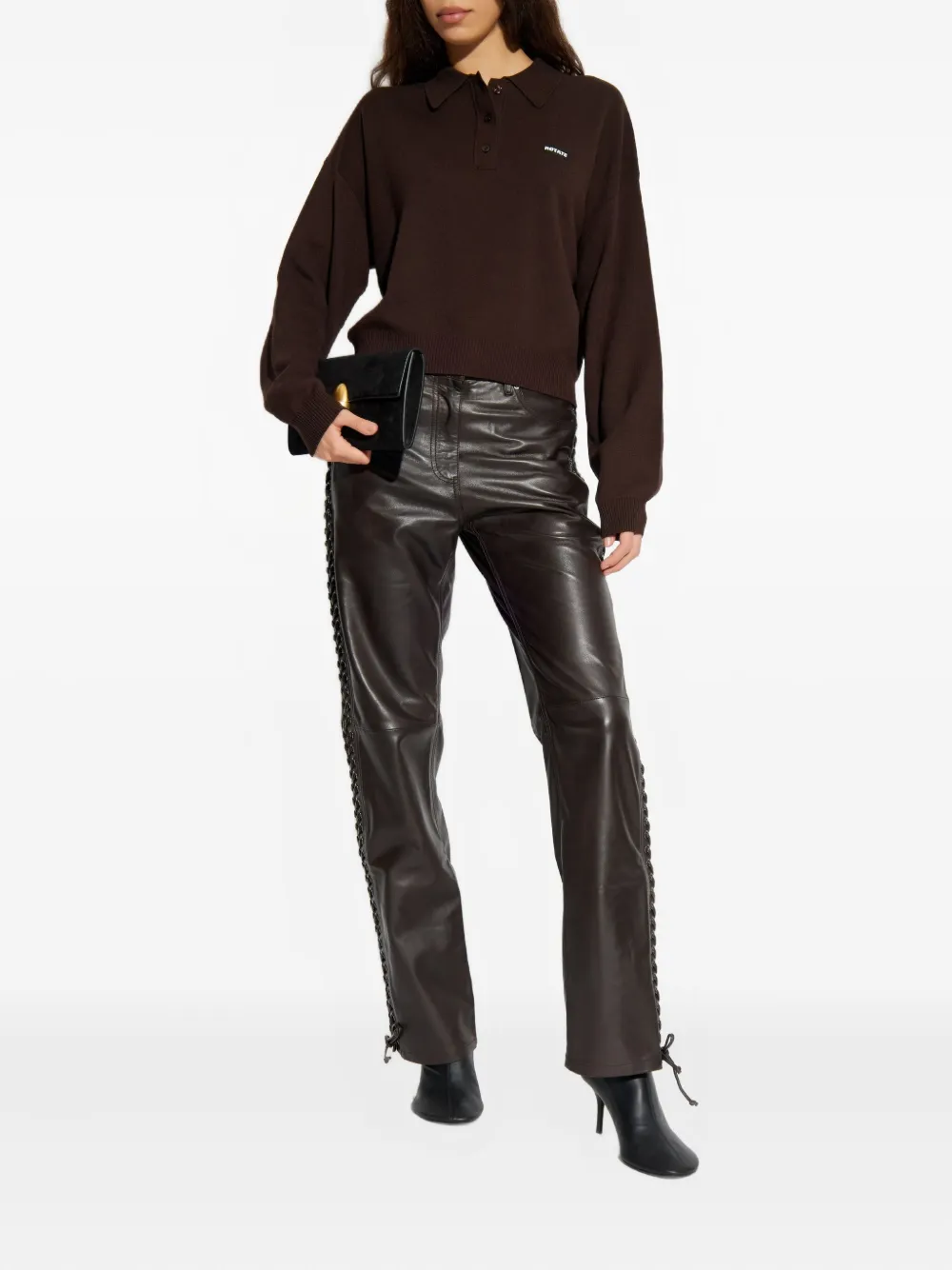 ROTATE BIRGER CHRISTENSEN logo-patch polo top - Bruin