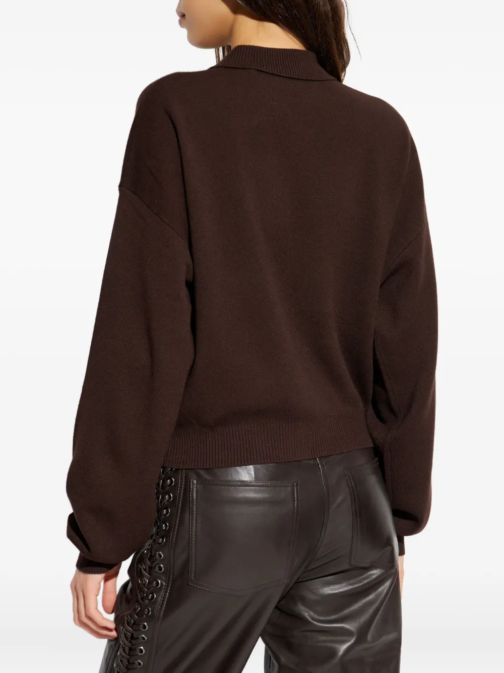 Rotate Birger Christensen Logo-patch Polo Top In Brown