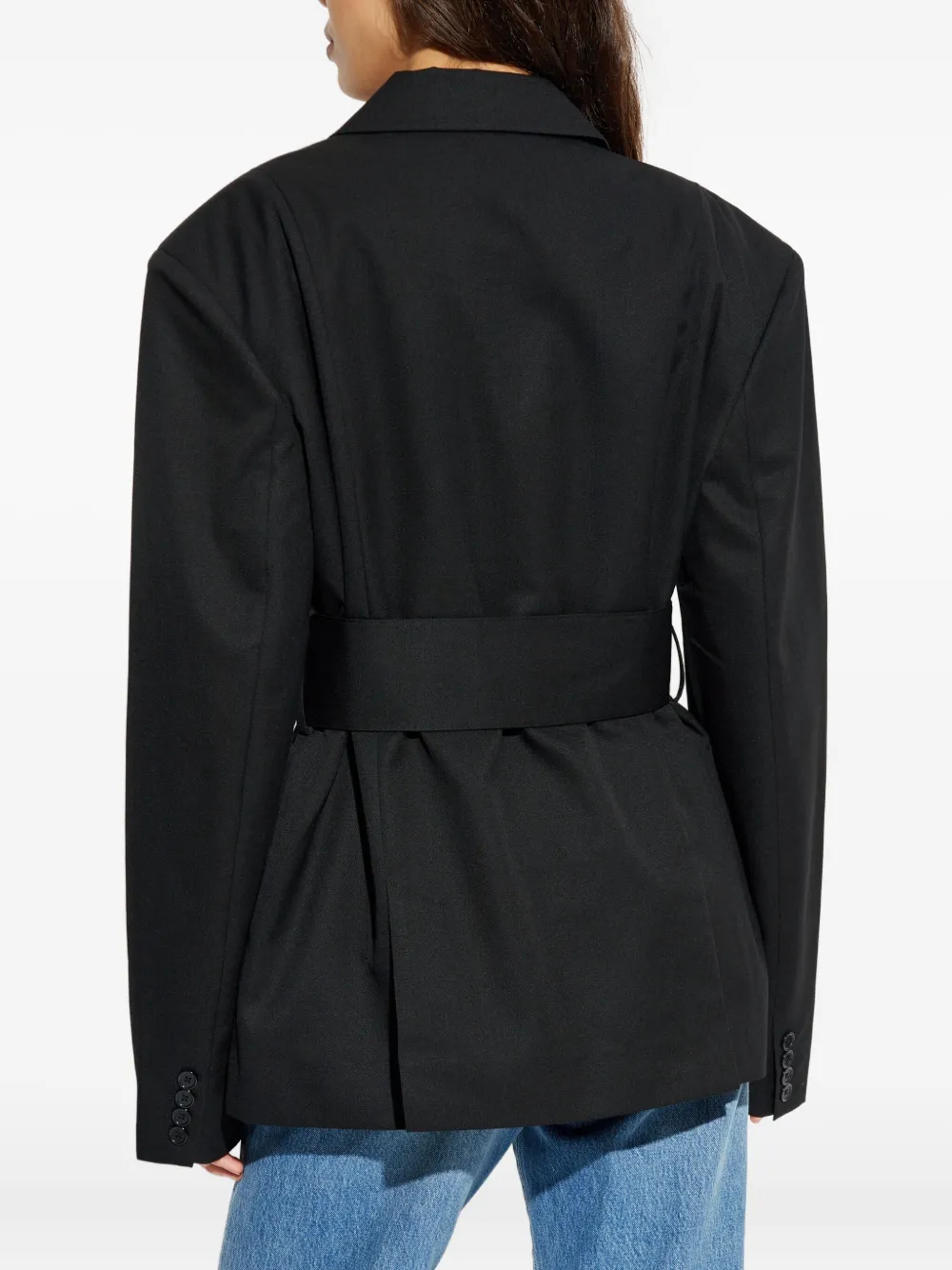 Rotate Birger Christensen Belted Double-breasted Blazer In Black