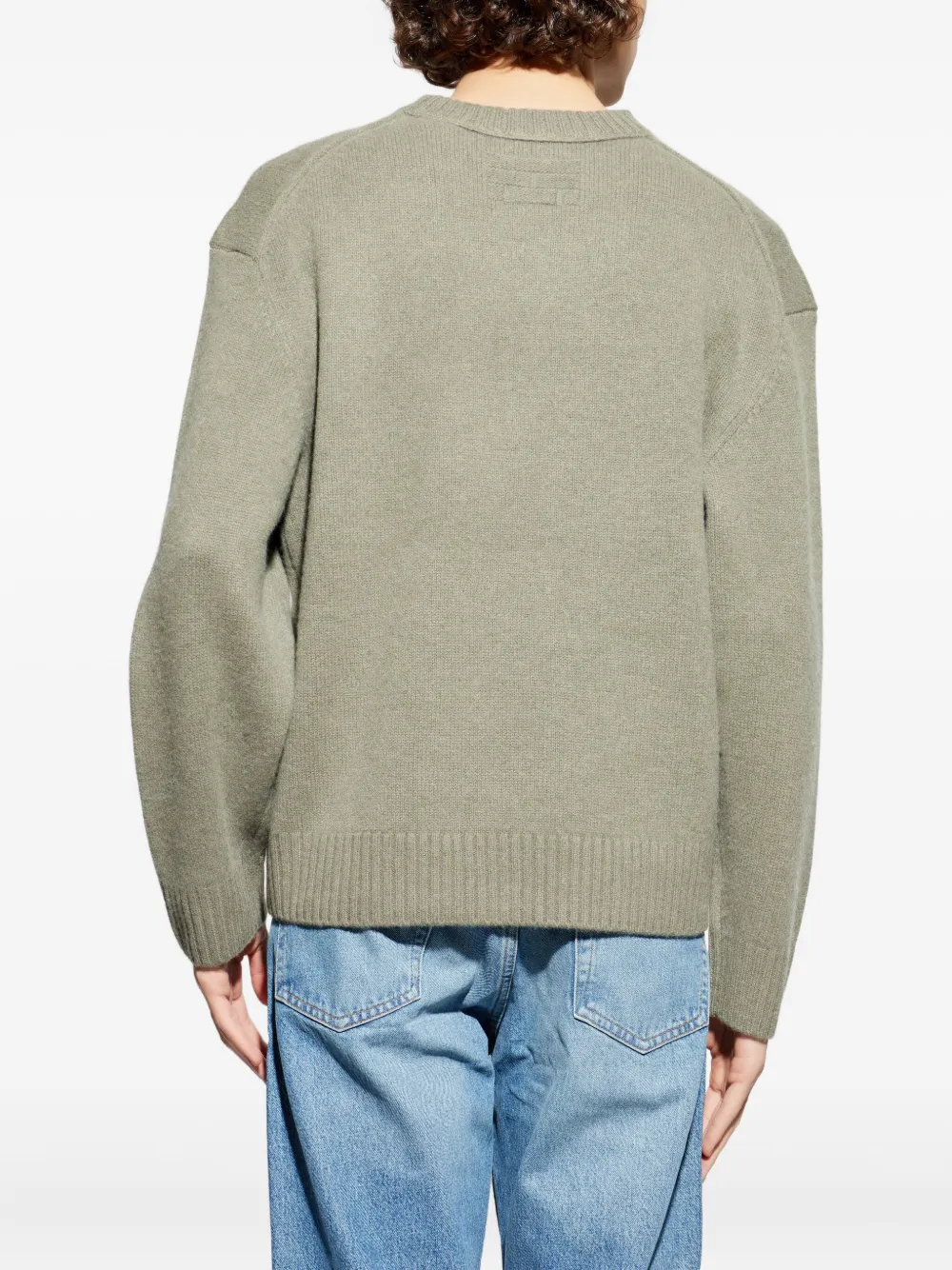 FRAME Trui met geribbelde details en ronde hals Groen