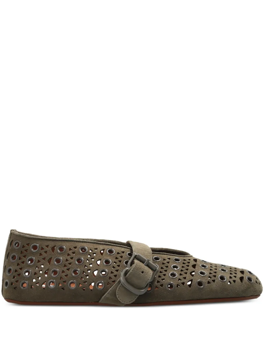 Alaïa Vienne-motif suede ballet flats | Grey | Image 1