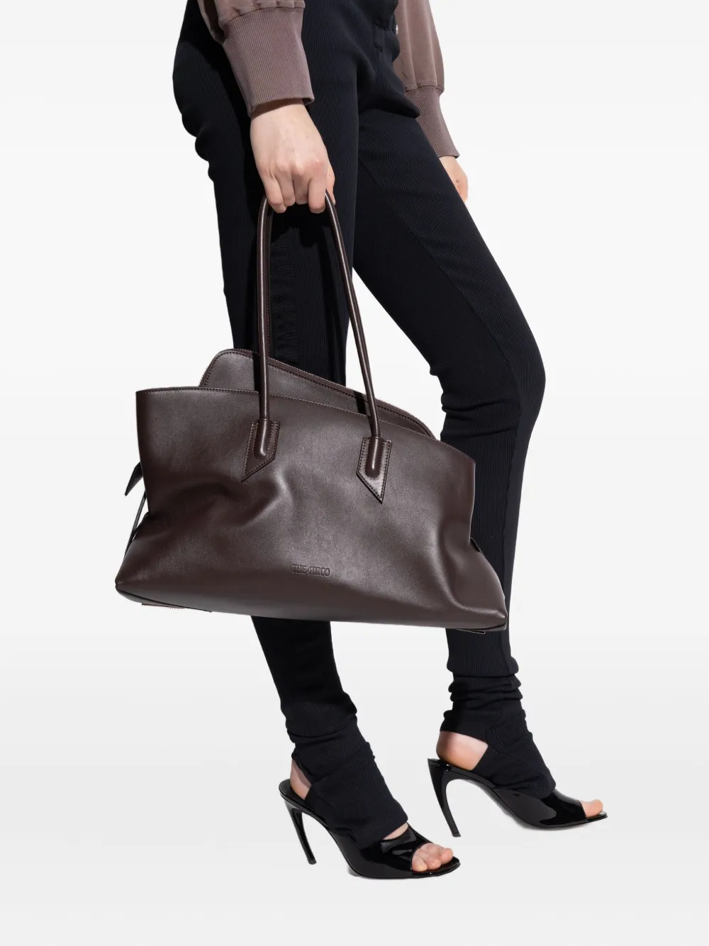 The Attico Medium La Passeggiata zip top-handle tote bag - Bruin