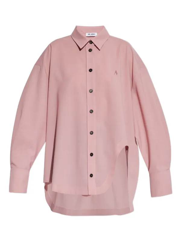 The Attico Diana Button Logo Shirt in Pink