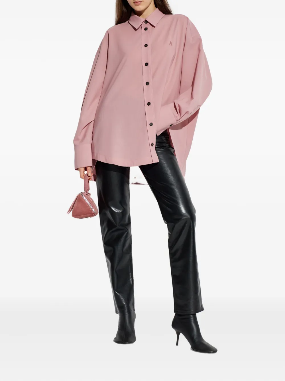 The Attico Diana button logo shirt - Roze