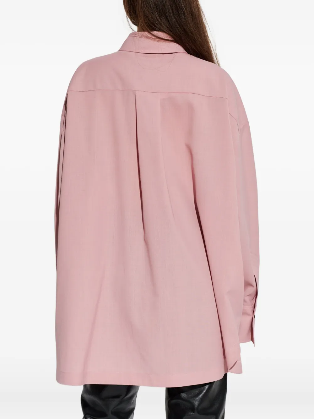 Attico Diana Asymmetric Oversized Shirt In Pink