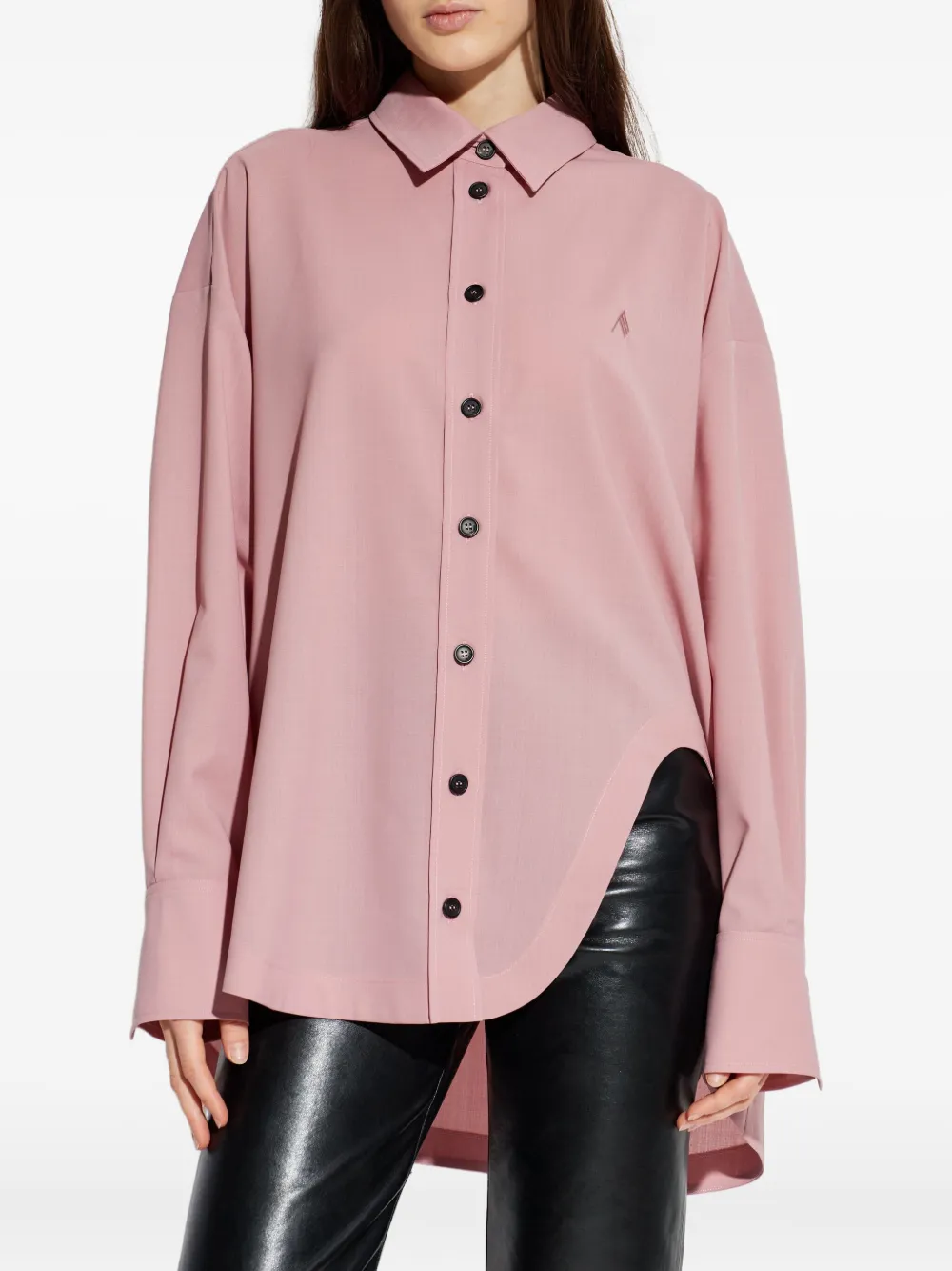 Attico Diana Asymmetric Oversized Shirt In Pink