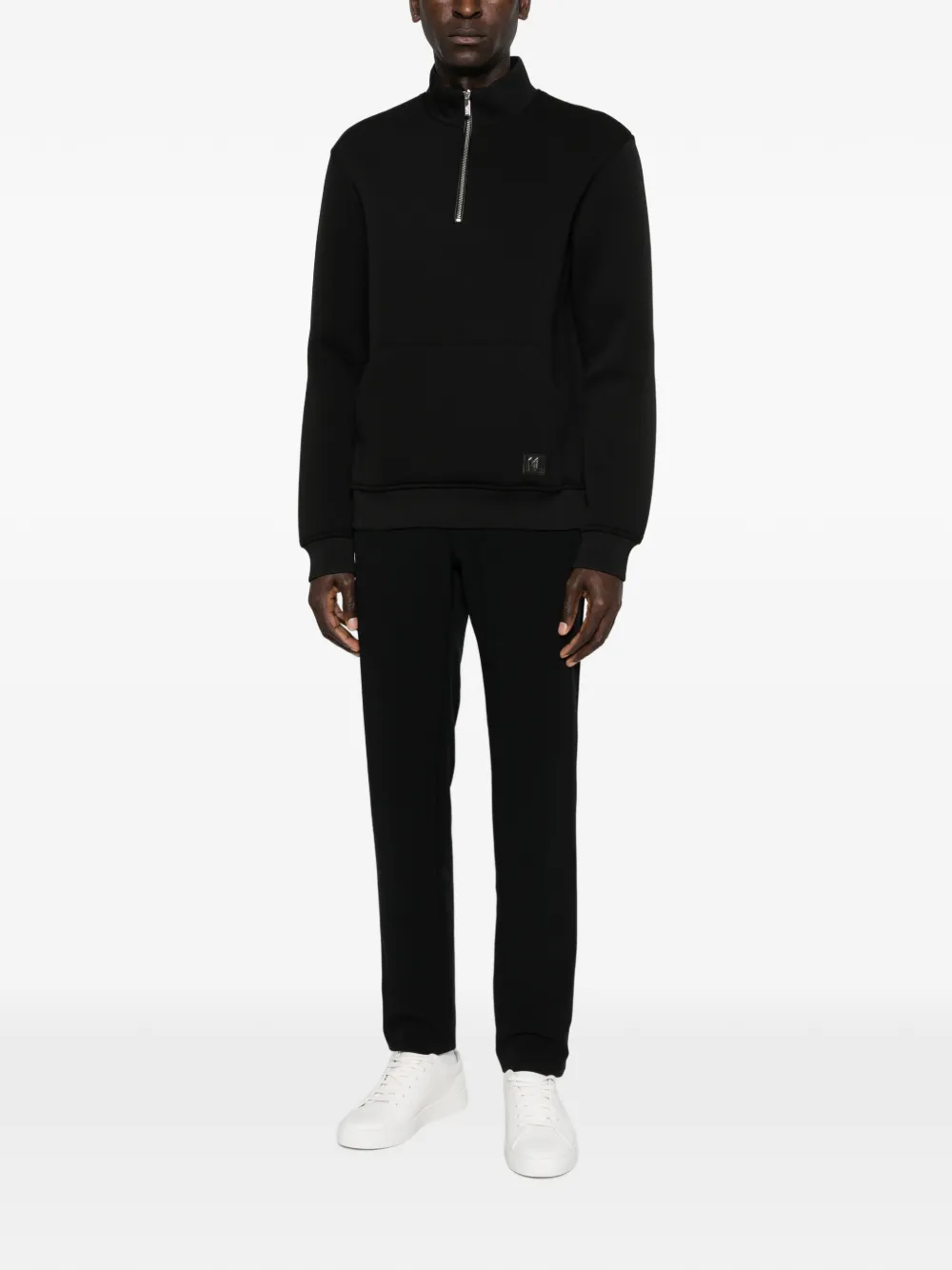 Karl Lagerfeld zip-up pouch-pocket sweatshirt - Zwart