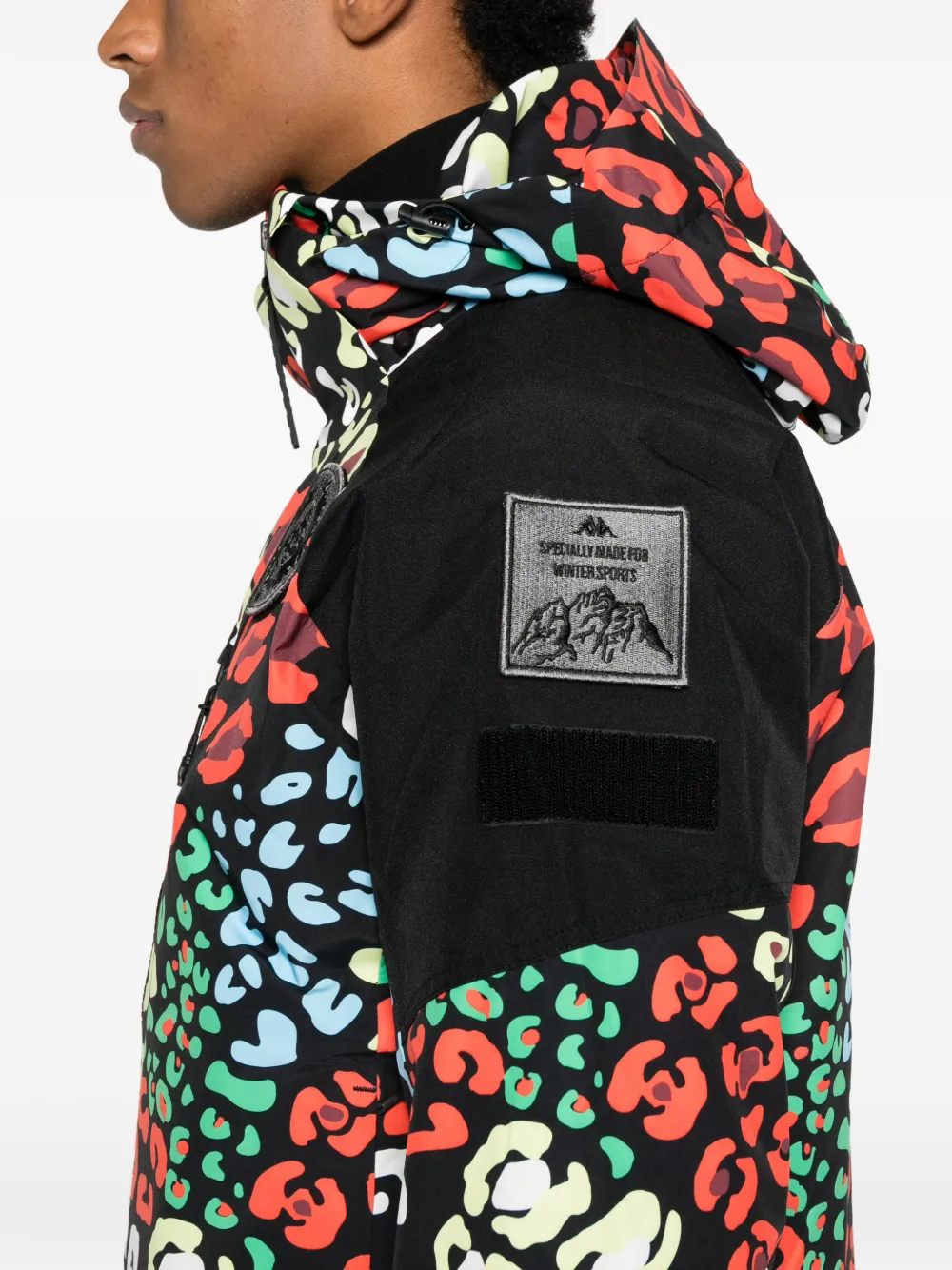 Kappa 602cg Premium Leopard-print Hooded Ski Jacket In Multi