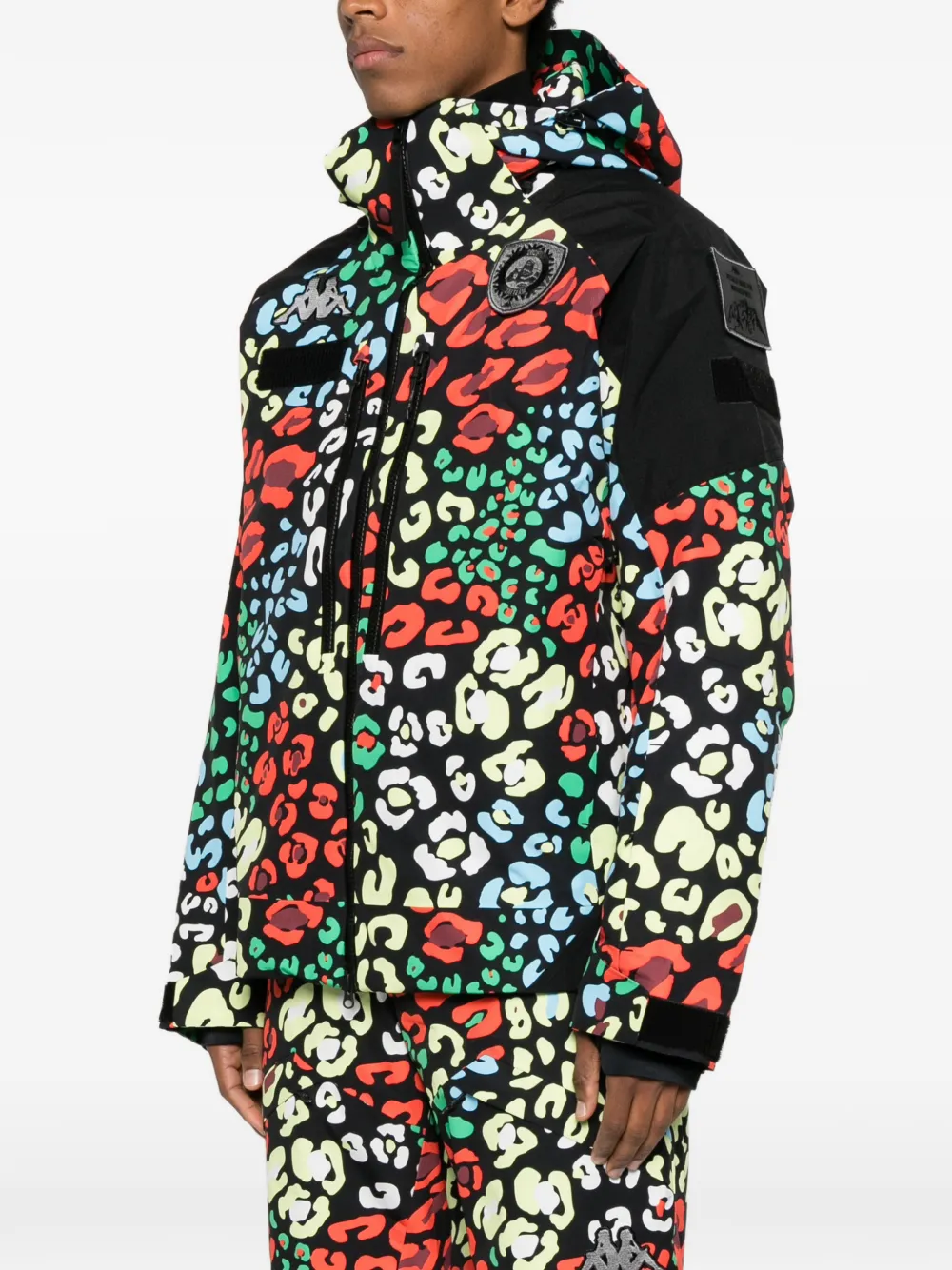 Kappa 602cg Premium Leopard-print Hooded Ski Jacket In Multi