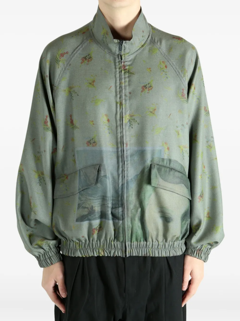 Undercover floral print pocket coat - Groen