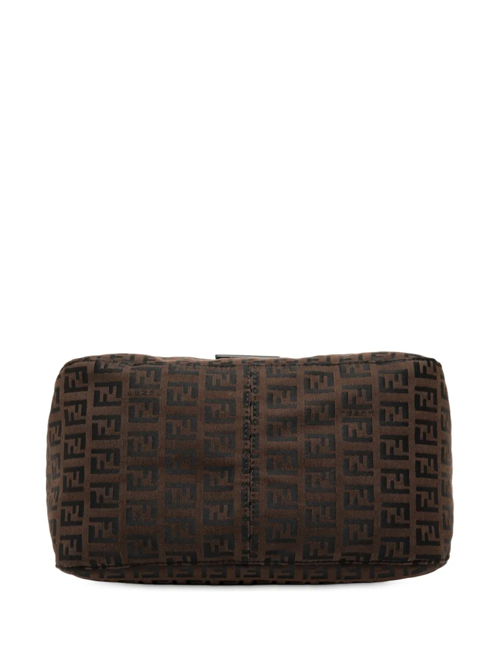 Pre-owned Fendi 2000-2010 Zucchino Canvas Double Flap Mamma Shoulder Bag In Brown