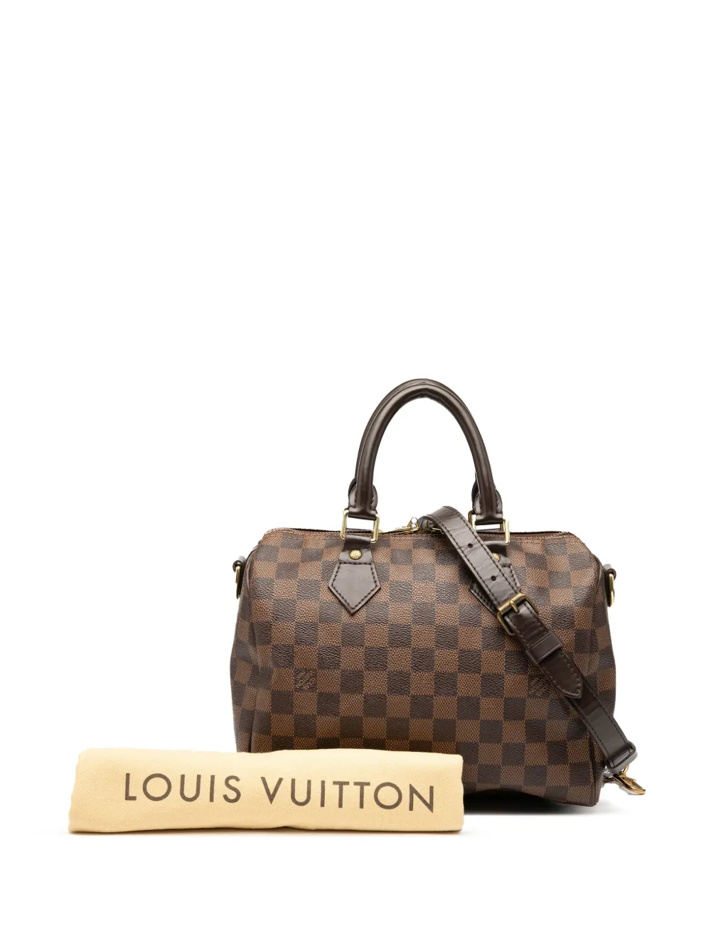 Pre-owned Louis Vuitton 2014 Damier Ebene Speedy Bandouliere 25 Satchel In Brown