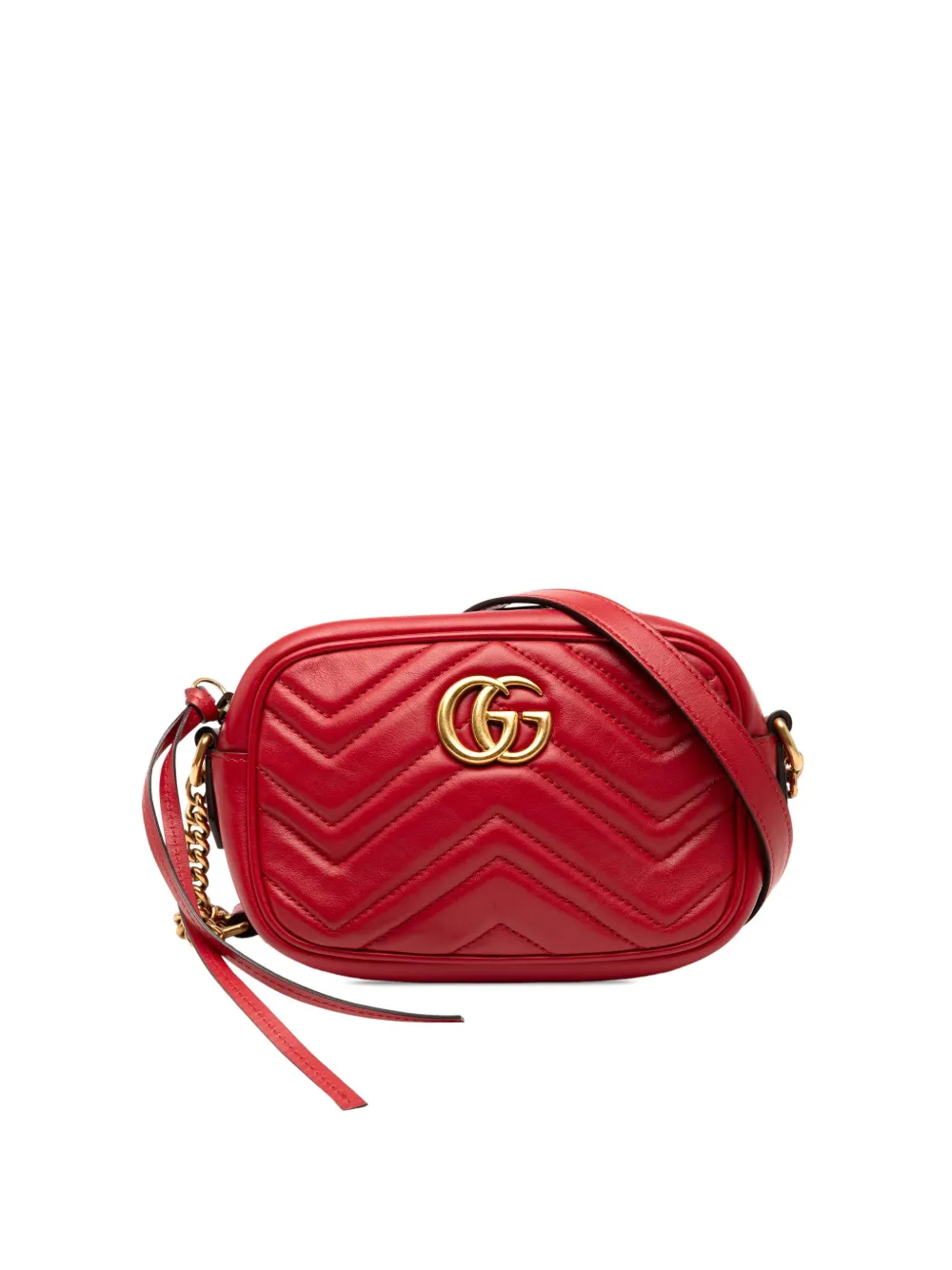 Gucci Pre-Owned 2016-2025 ミニ GGマーモント マテラッセ レザー ショルダーバッグ - レッド