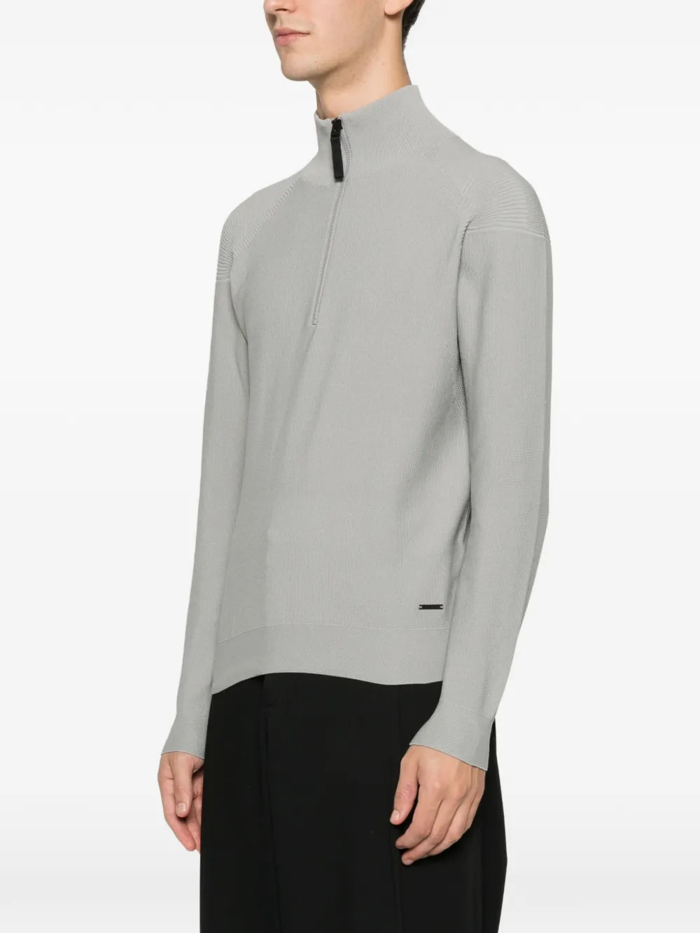 Alphatauri Half-zip High-neck Sweater In Gray