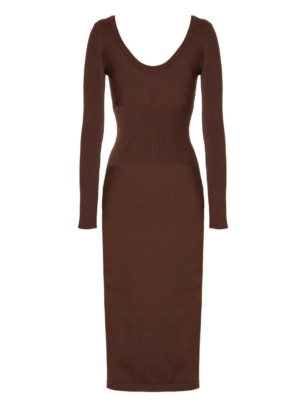 Wolford Midi-jurk met diepe ronde hals Bruin