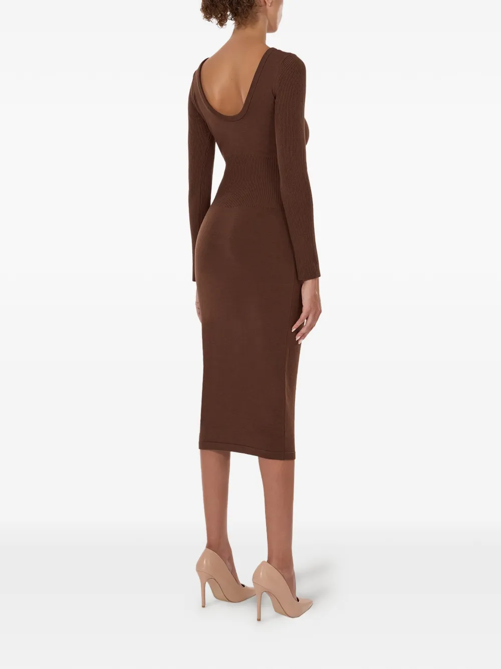Wolford Midi-jurk met diepe ronde hals Bruin