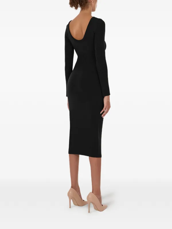 luxe black dress All Things Golden - The Luxe Rib Low Back Midi Dress - Black main image 1