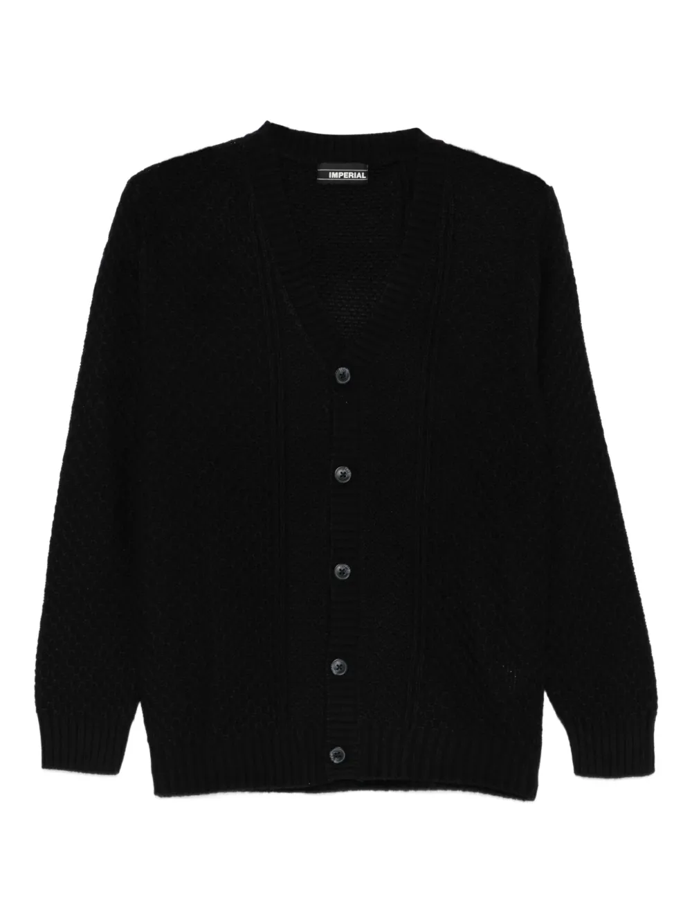 IMPERIAL button-fastening textured cardigan | Black | Image 1