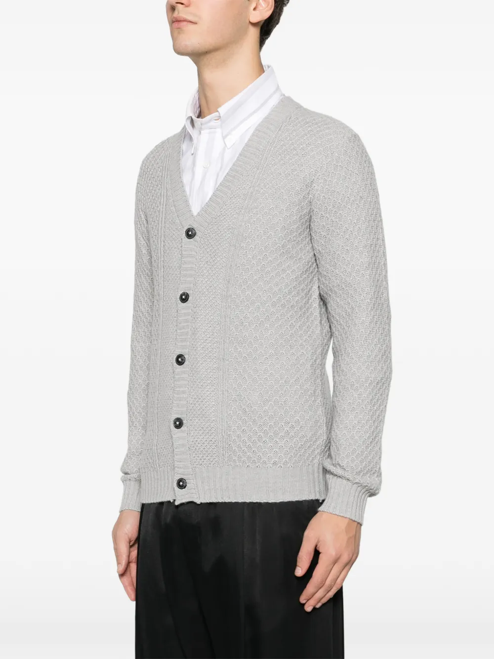 Imperial Buttoned V-neck Cardigan - Grey 