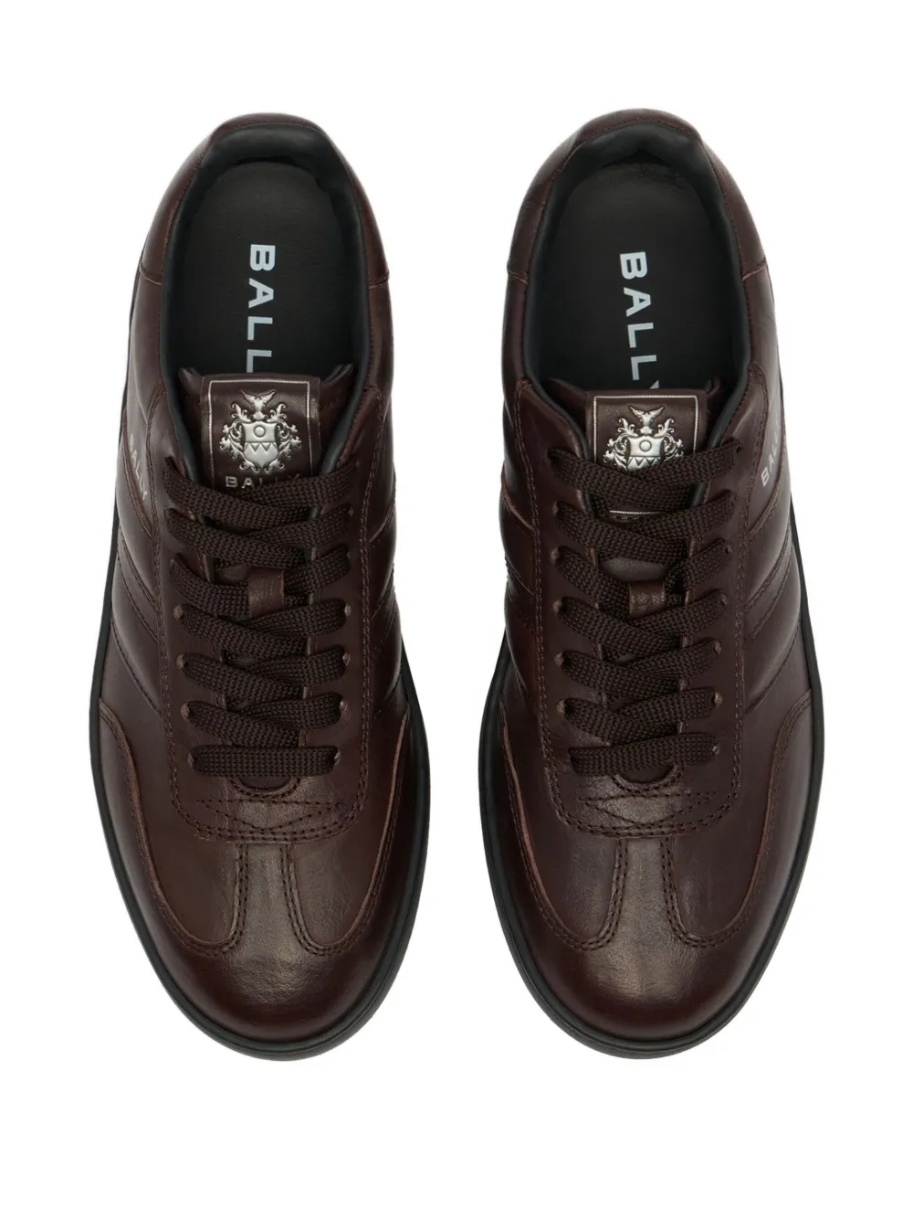 Bally Retro Crest Leather Sneakers In Brown