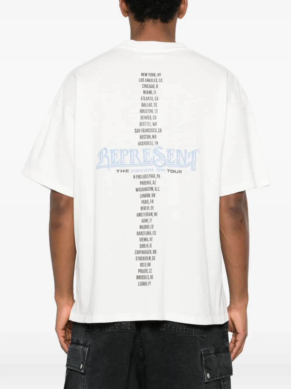 Represent White Crew Neck T-shirt With Graphic Print On Front And Back In Cotton Man In White