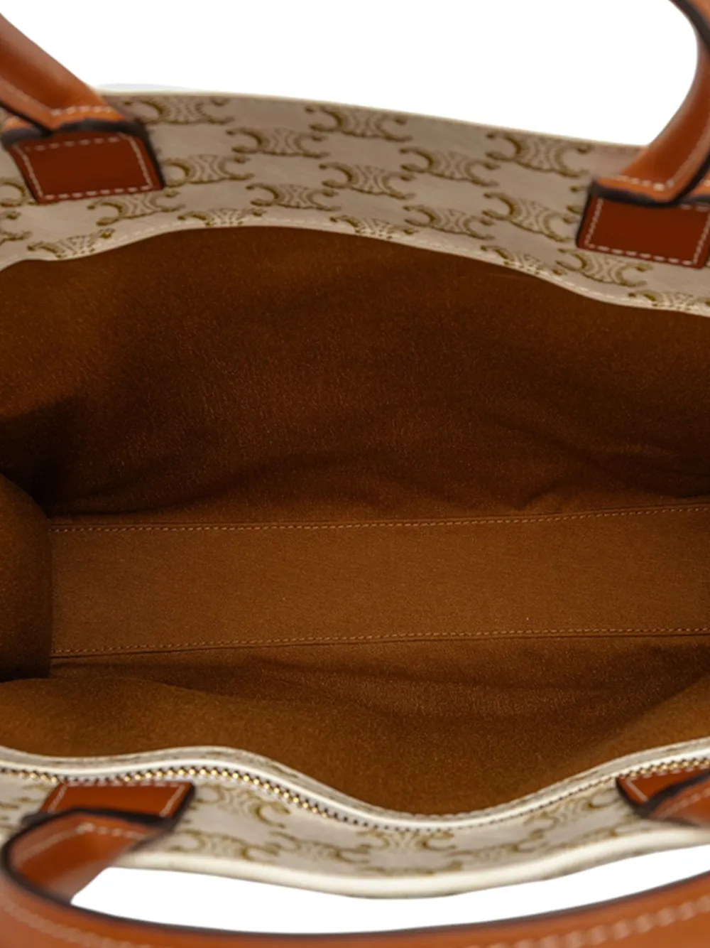 Pre-owned Celine 2000-2025 Small Triomphe Coated Canvas Vertical Cabas Satchel In White