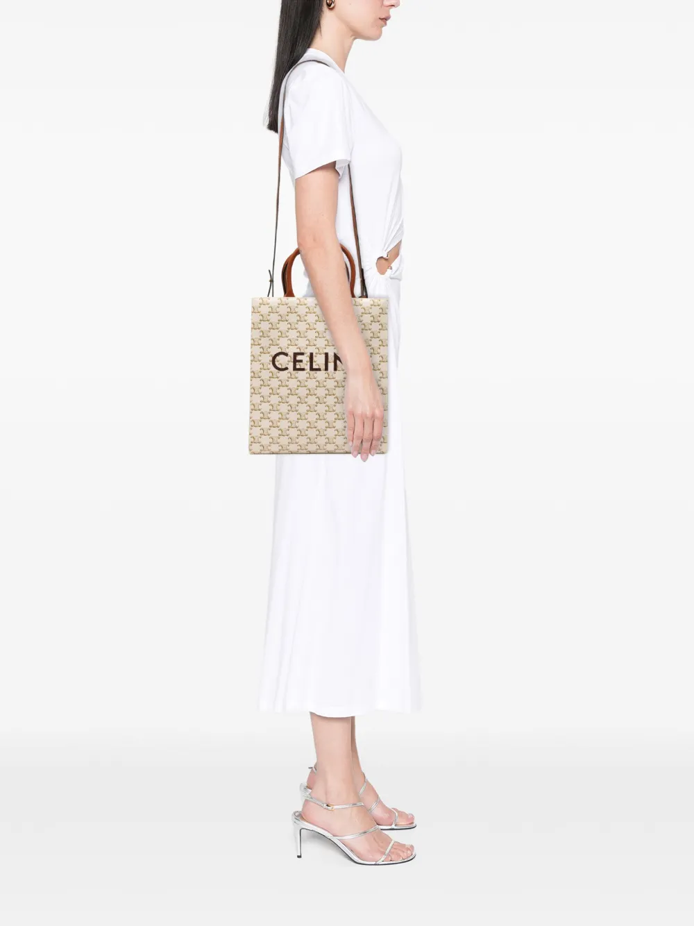 Celine Pre-Owned 2000-2025 Small Triomphe Coated Canvas Vertical Cabas satchel | Pre-Owned | Image 2