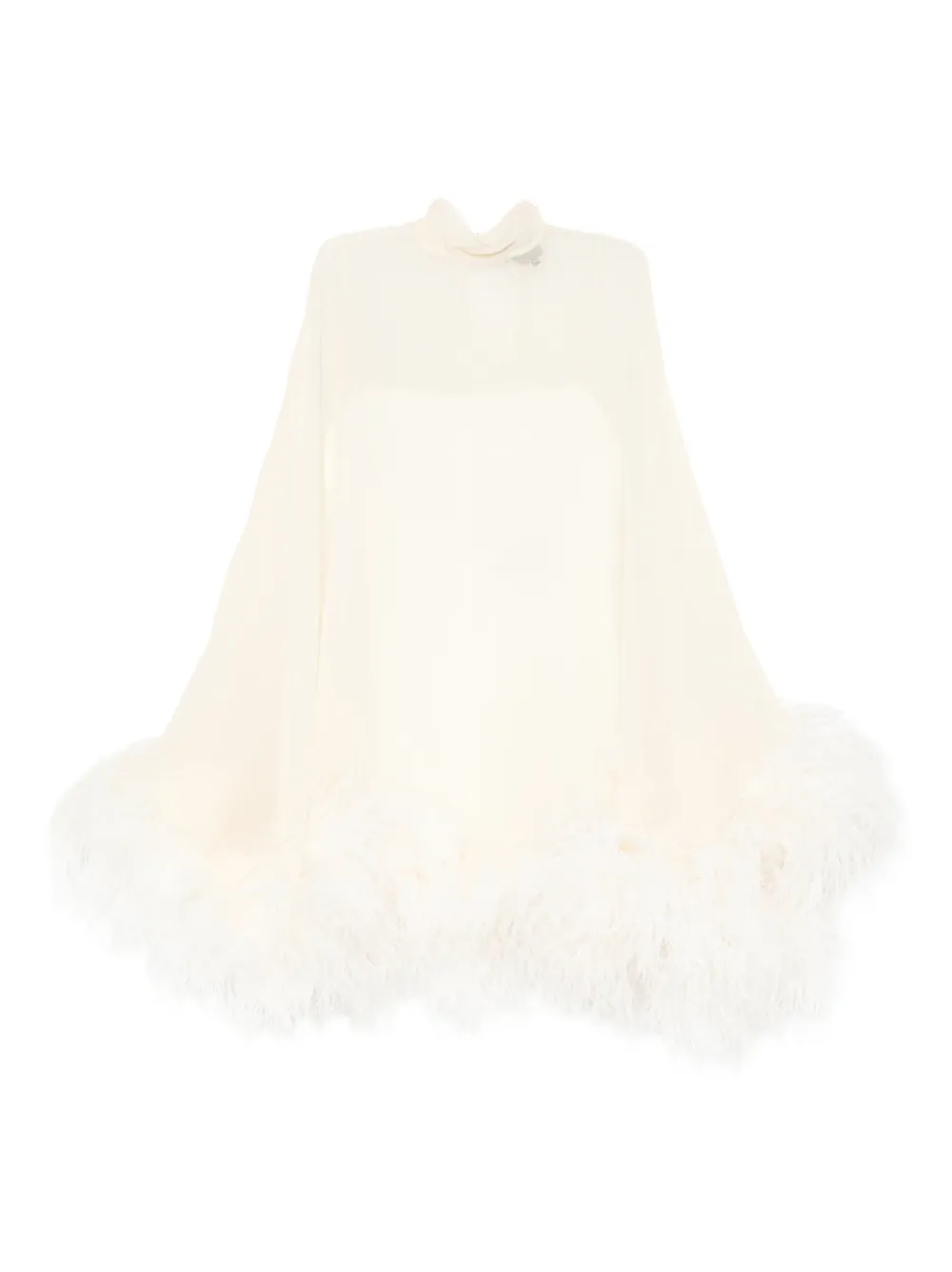 Taller Marmo Feather-detail High-neck Mini Dress In Neutral