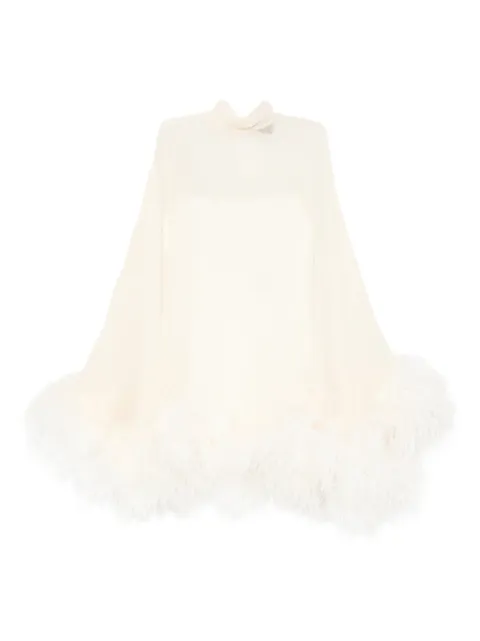 Taller Marmo feather-detail high-neck mini dress
